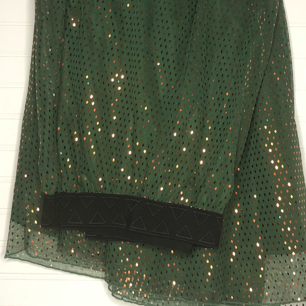 Green/rose gold LuLaRoe Elegant Lucy Skirt